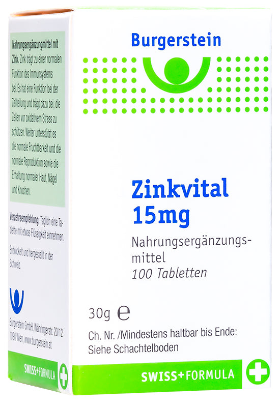 Burgerstein Zink Vital Tabletten 15mg 100 Stück